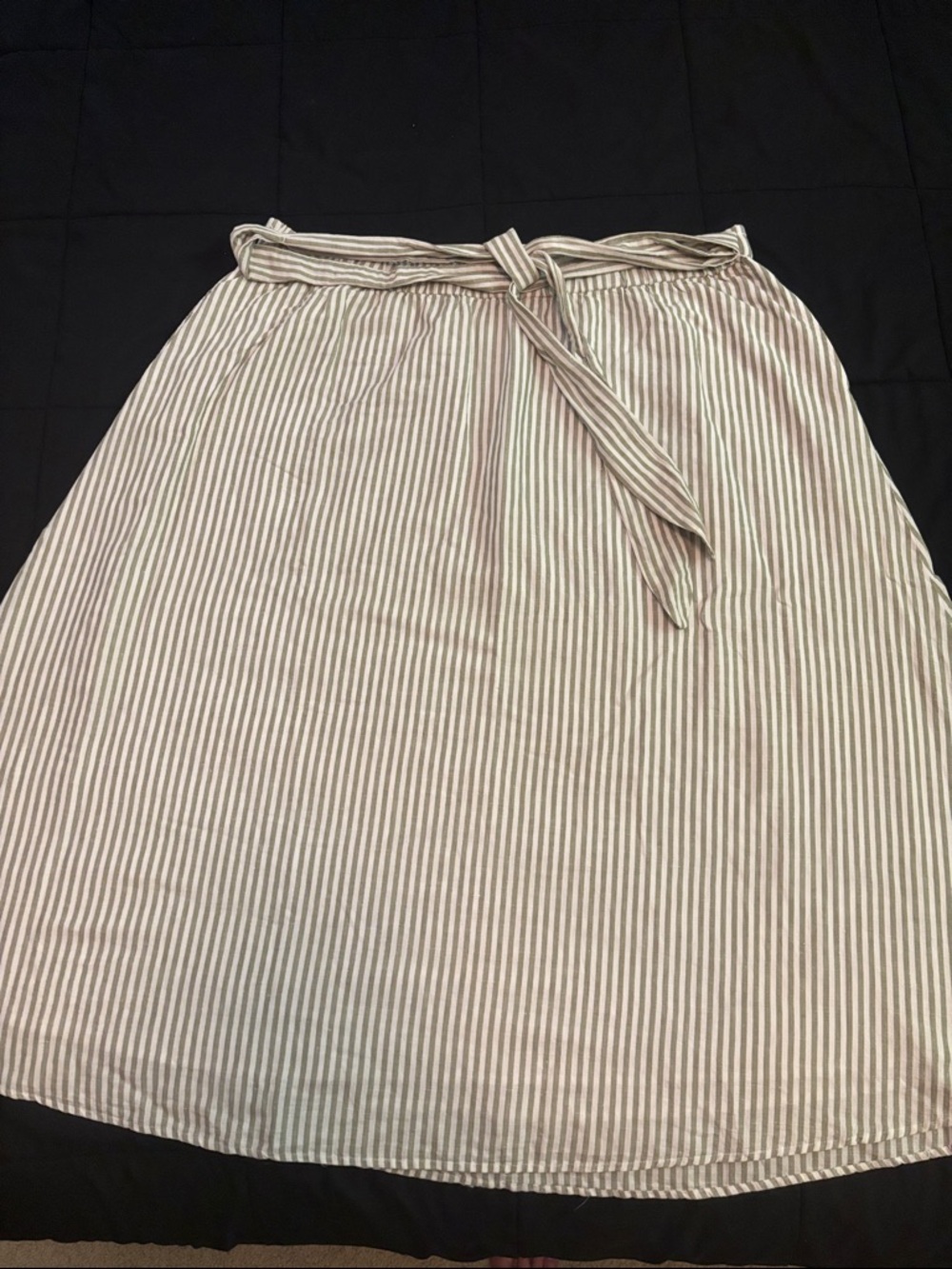 Talbots Plus 2X striped flowy casual date night office Tie-Waist Midi Skirt